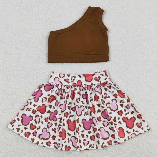 Summer Baby Girls Clothes One Shoulder Top Skirts Sets GSD0874