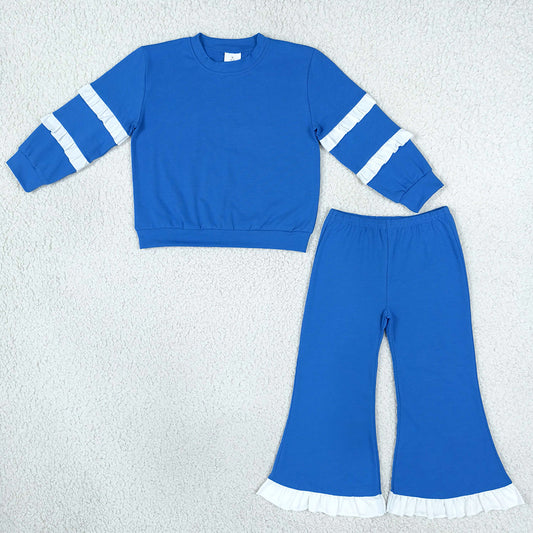 Baby Girls Clothes Blue White Long Sleeve Top Flare Pants Clothes Set GLP3719