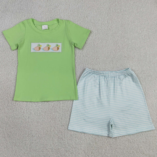 Baby Boys Clothes Embroidery Ducks Shirt Top Stripe Shorts Hunting Clothes Sets BSSO1946