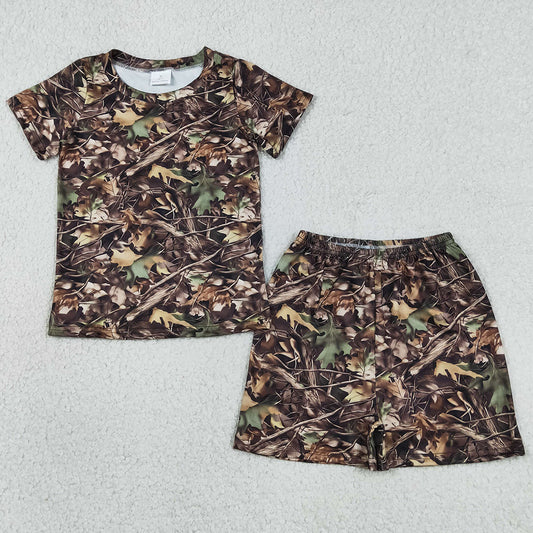 Baby Boys Clothes Southern Leaves Camo Top Shorts Hunting Pajamas Clothes Sets BSSO1929