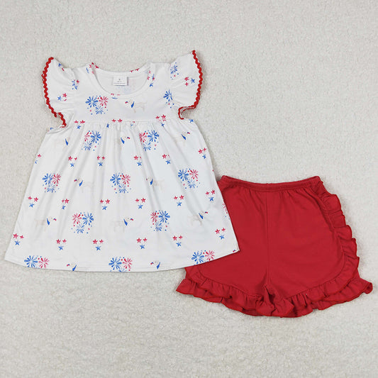 Boutique Baby Girls Clothes Summer Tunic Top Ruffle Shorts Sets GSSO0797