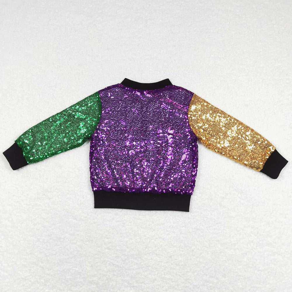 Baby Girls Clothes Mardi Gras Purple Long Sleeve Sequin Jackets BT0451