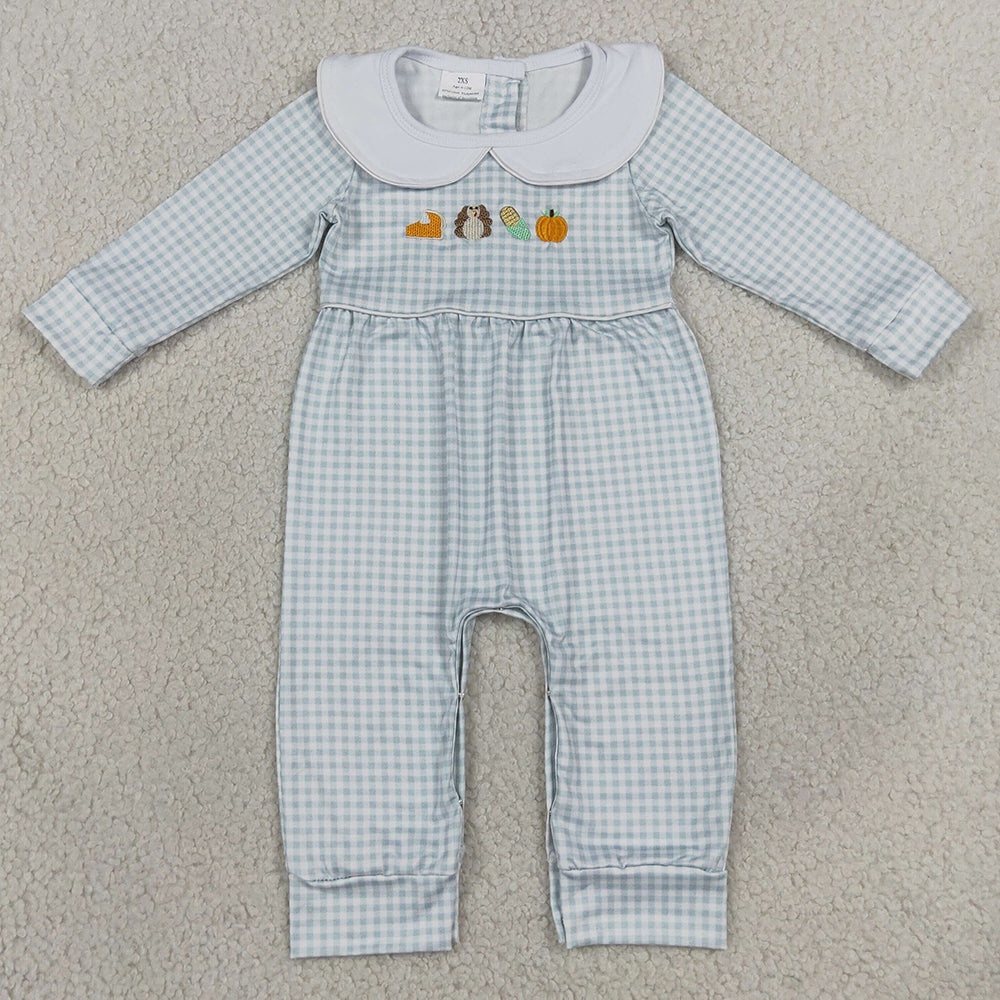 Baby Boys Rompers Embroidery Turkey Pumpkins Thanksgiving Rompers LR3105