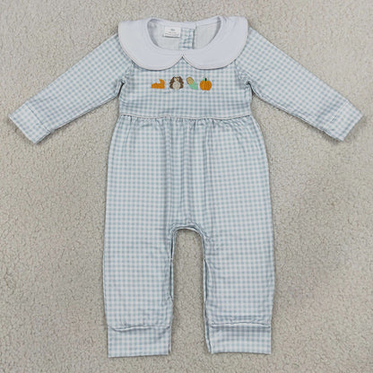 Baby Boys Rompers Embroidery Turkey Pumpkins Thanksgiving Rompers LR3105