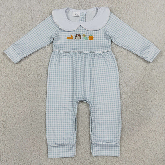Baby Boys Rompers Embroidery Turkey Pumpkins Thanksgiving Rompers LR3105