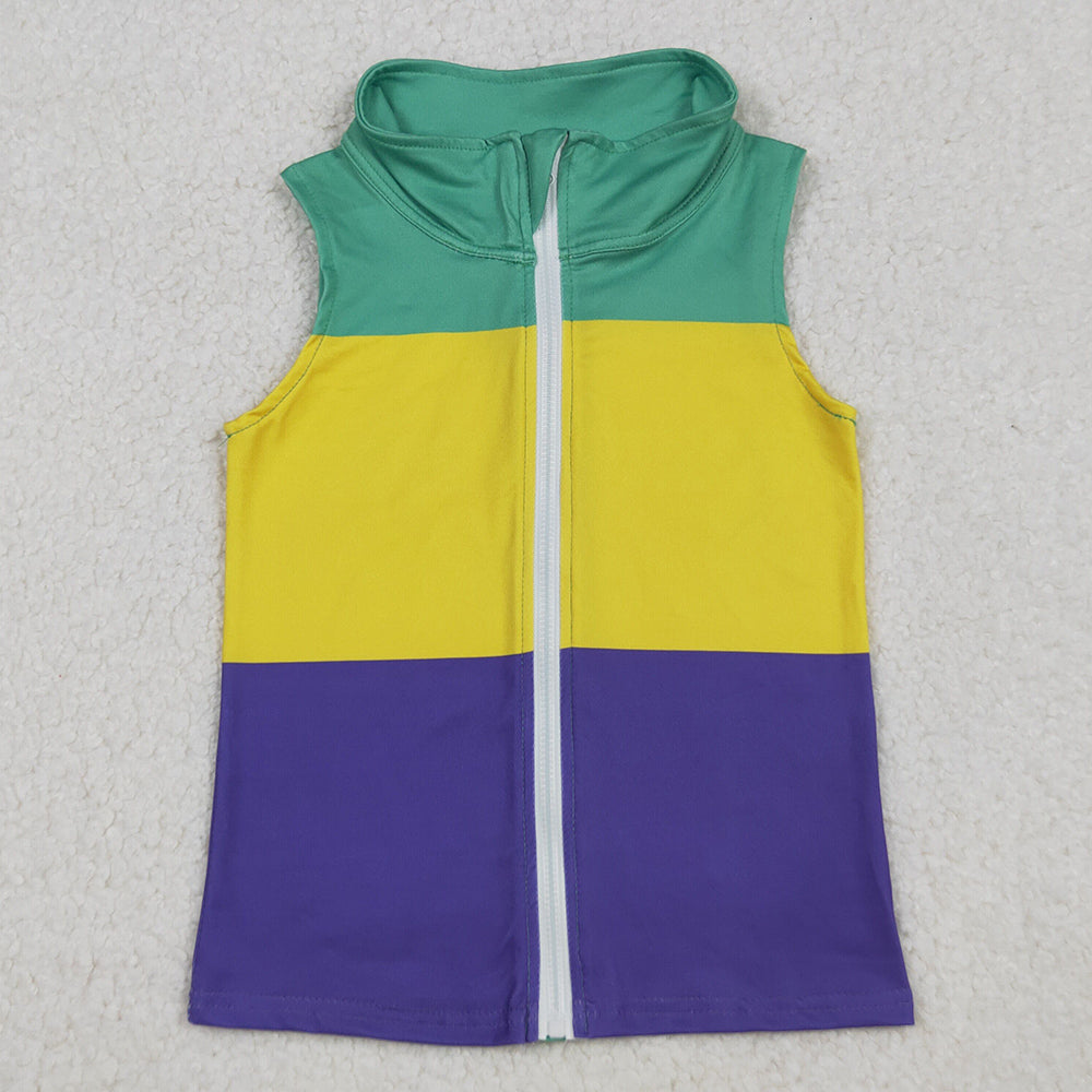 Baby Boys Vest Sleeveless Mardi Gras Patchwork Zip Tops Vests BT1157 10.3