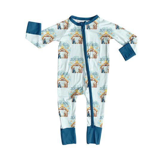 Preorder (moq 8)Baby Boys Nativity Christmas Zipper Footie Rompers 9.17