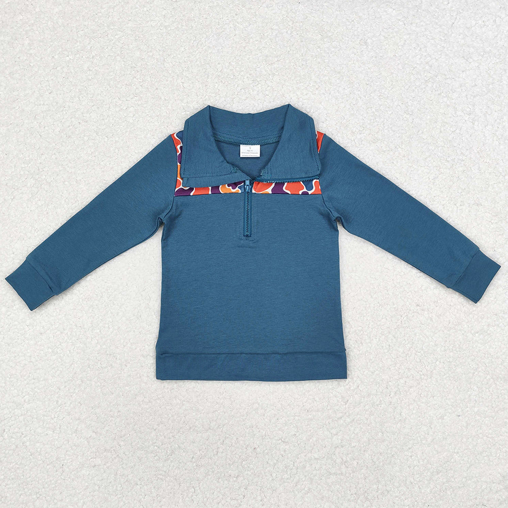 Baby Boys Clothes Tops Orange Navy Camo Zip Pullovers Tops BT0798