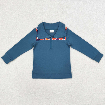 Baby Boys Clothes Tops Orange Navy Camo Zip Pullovers Tops BT0798