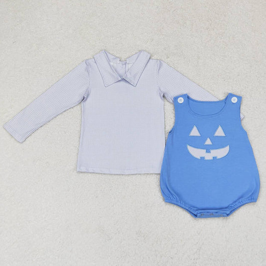 Baby Infant Boys Rompers Sets Blue Halloween Ghost Face 2pcs Shirt Rompers LR1172 LR1171