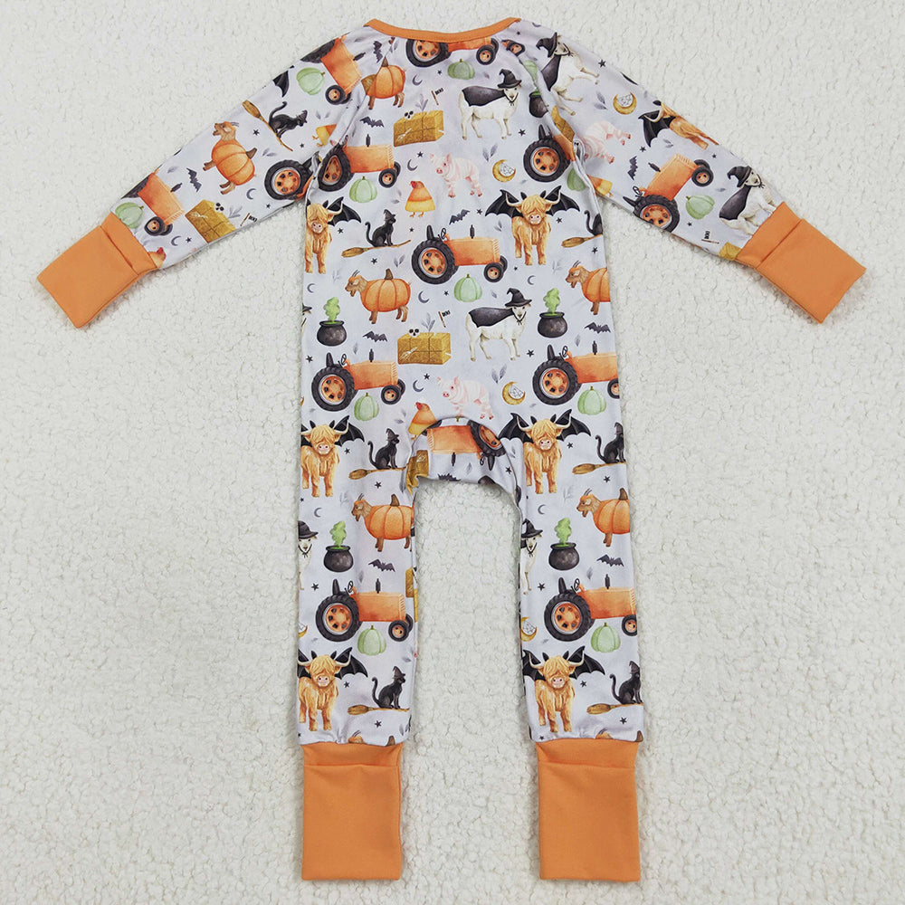 Baby Girls Rompers Farm Bats Pumpkins Halloween Zipper Footie Rompers LR2444 8.9