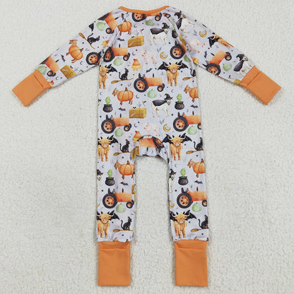 Baby Girls Rompers Farm Bats Pumpkins Halloween Zipper Footie Rompers LR2444 8.9