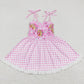 Baby Girls Dress Lace Straps Checkered Knee Length Dresses GSD0526