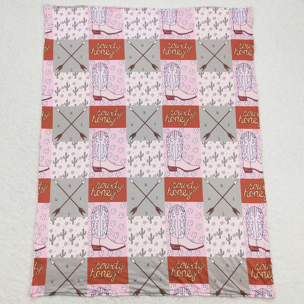 Baby Girls Blanket Pink Western Cactus Howdy Blankets BL0123