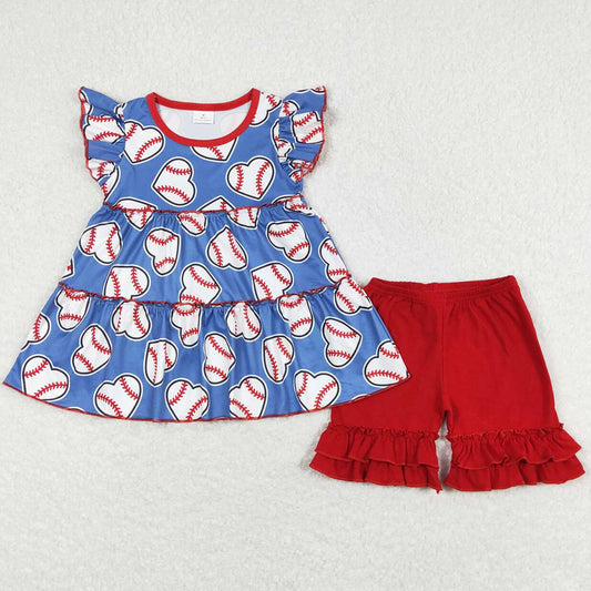 Baby Girls Clothes Baseball Cute Summer Girls Boutique Outfits GSSO0634