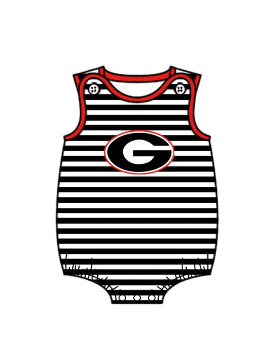 Preorder (moq 5)Baby Boys Black Stripe G Team Rompers 12.24
