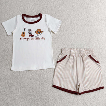 Baby Boys Clothes Boots Hat Guitar Top Stripe Pockets Shorts Western Clothes Sets BSSO1578 GSSO2763