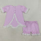 Baby Girls Clothes Lavender Short Sleeve Lace Scallop Tunic Ruffle Short Clothes Set GSSO3681