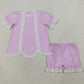 Baby Girls Clothes Lavender Short Sleeve Lace Scallop Tunic Ruffle Short Clothes Set GSSO3681