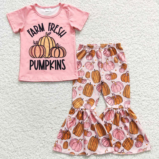 Boutique Girls Clothing Farm Pumpkin Print Halloween Girls Outfits GSPO0607