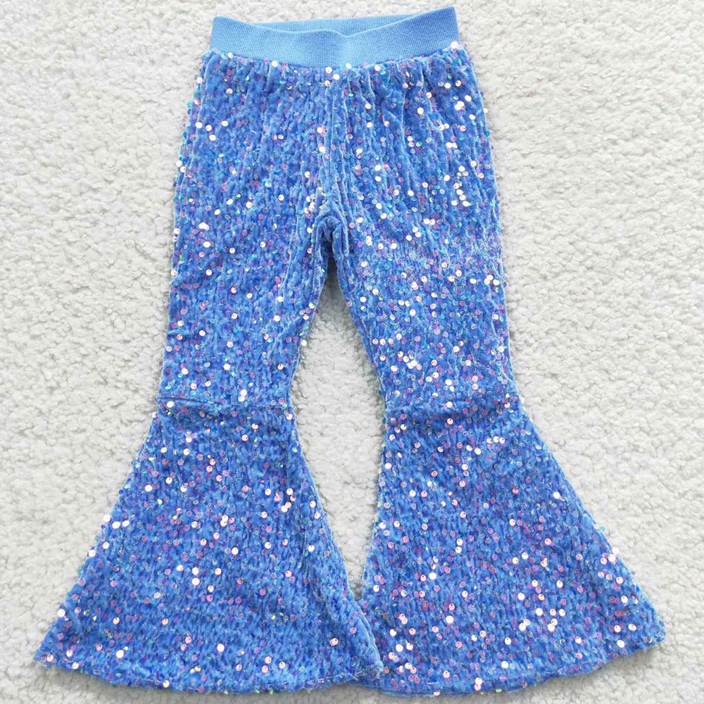 Hot Sale Girls Sequins Pants Blue P0111