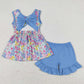 Baby Girls Clothes Flower Print Cute Girls Tunic Tops Shorts Sets GSSO0547