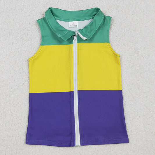 Baby Boys Vest Sleeveless Mardi Gras Patchwork Zip Tops Vests BT1157 10.3