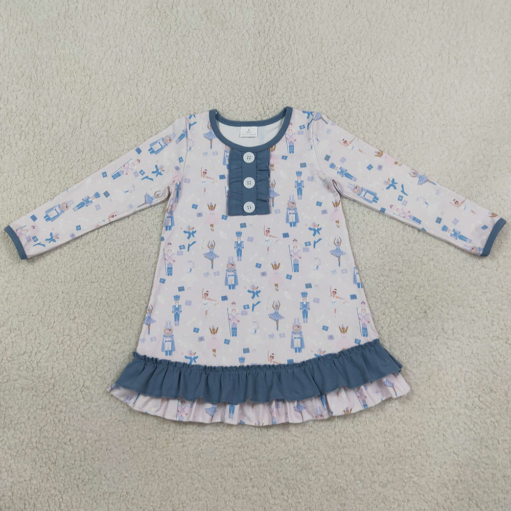 Baby Girls Dress Christmas Blue Soldier Knee Length Dresses GLD0874