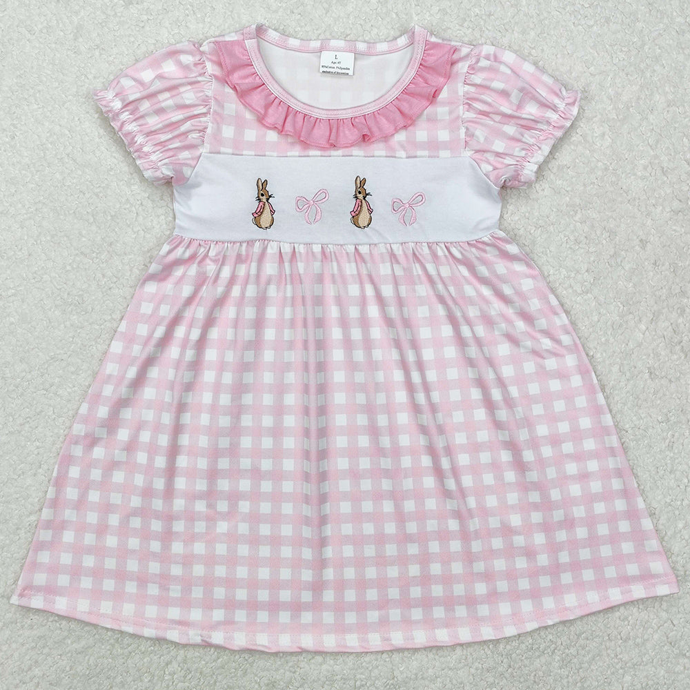 Baby Girls Dress Pink Easter Rabbit Bows Knee Length Dresses GSD1583