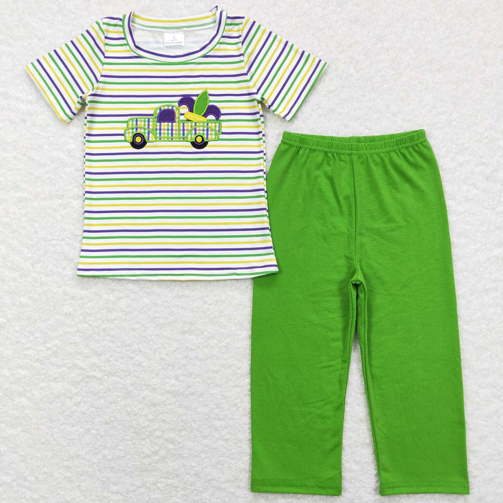 Mardi Gras Boys Clothes Embroidery Kids Sibling Clothing Girls Outfits BSPO0215 GSPO1021