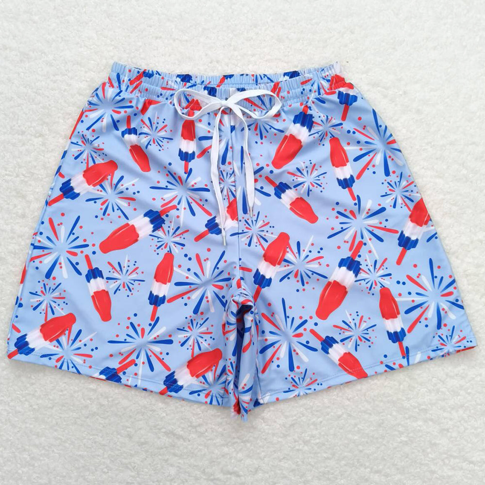 Adult Man Trunks 4th Of July Popsicle Bottom Trunk Shorts Swimsuit S0335