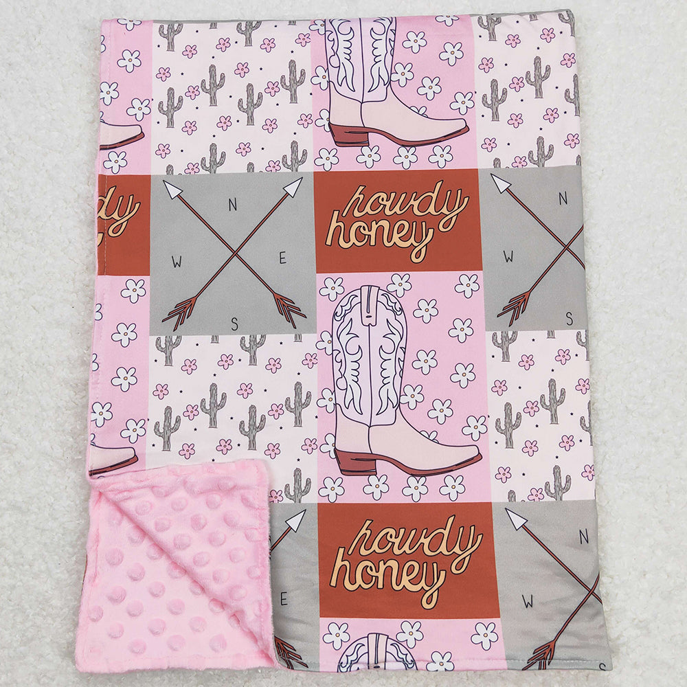 Baby Girls Blanket Pink Western Cactus Howdy Blankets BL0123