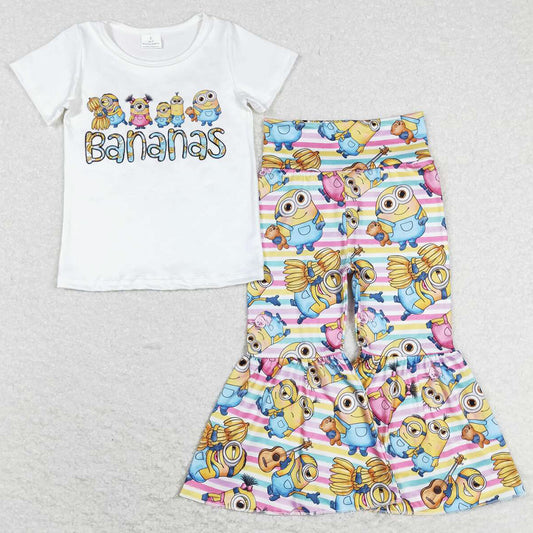Baby Girls Clothes Short Sleeve Cartoon Shirt Bell Pants Sets GSPO1188