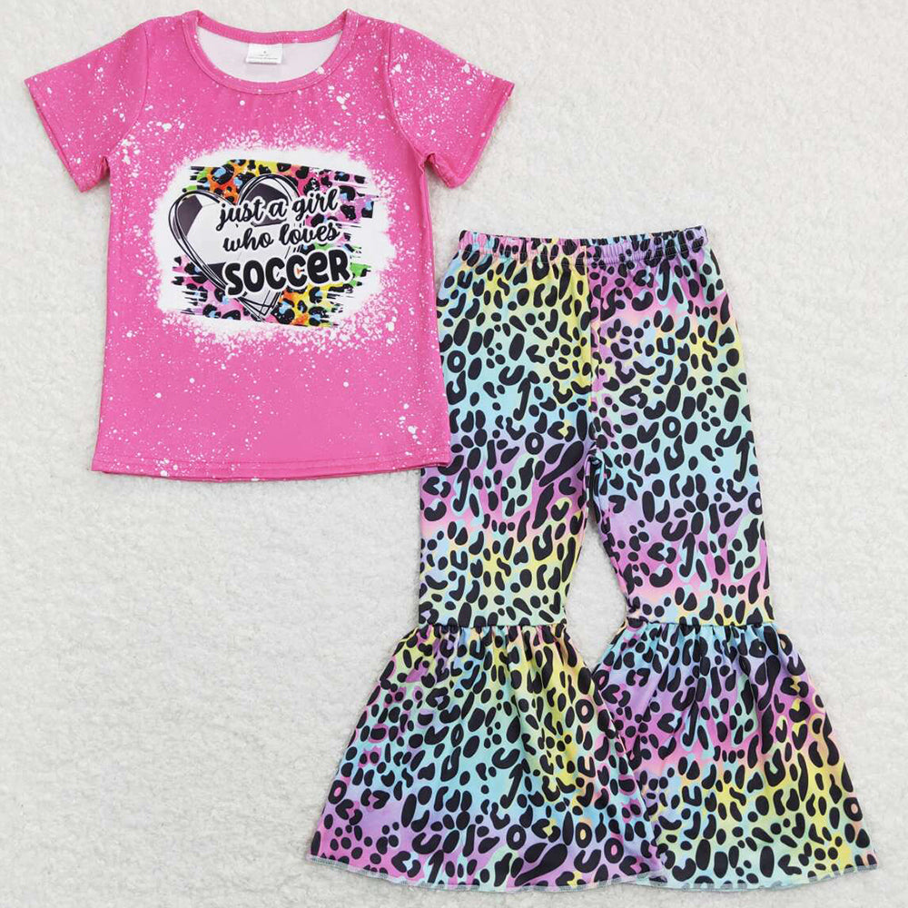 Boutique Baby Girls Clothes Just A Girl Who Loves Soccer Bell Pants Sets GSPO1273