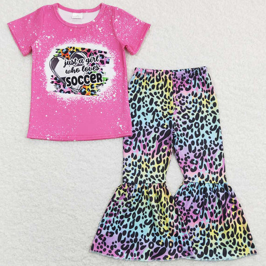 Boutique Baby Girls Clothes Just A Girl Who Loves Soccer Bell Pants Sets GSPO1273