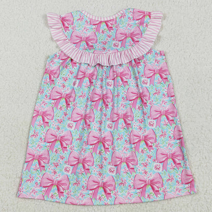 Embroidery Baby Girls Dress Pink I Love Dad Floral Bows Knee Length Dresses GSD2534 5.22