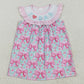 Embroidery Baby Girls Dress Pink I Love Dad Floral Bows Knee Length Dresses GSD2534 5.22