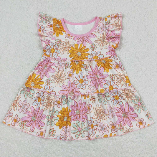 Baby Girls Clothes Tops Summer Flutter Sleeve Flowers Tunic Tops GT0476