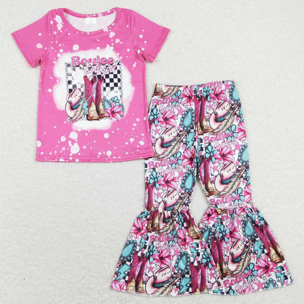 Cowgirls Boots Print Western Baby Girls Clothes Sets GSPO1293