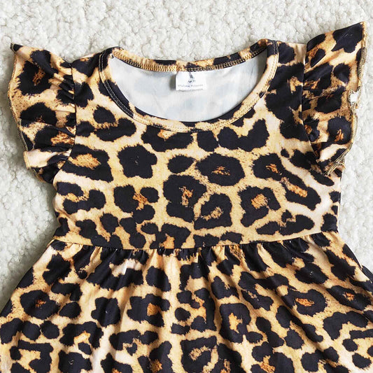 Hot Sale Kids Clothes Girls Summer Outfits Tunic Top Icing Shorts Girl Clothing Leopard Sets D6-12