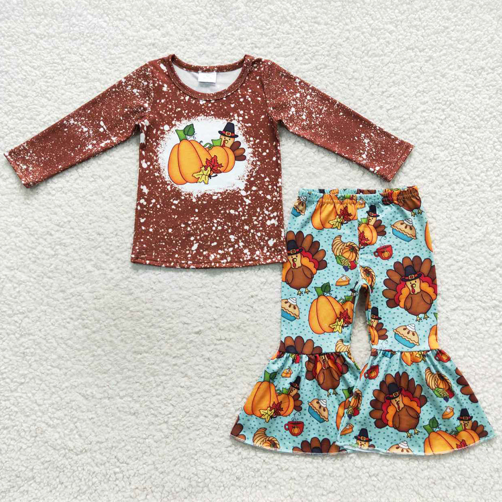 Fashion Girls Clothes Thanksgiving Bell Bottom Outfits GLP0683