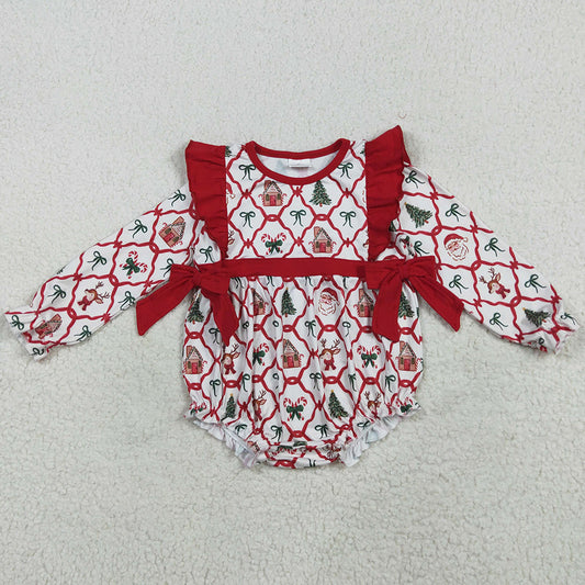 Baby Girls Rompers Christmas Trees Bows Ruffle Rompers LR2352 7.19