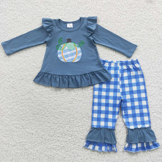 Pumpkin Girls Clothing Cotton Embroidery Fall Kids Sibling Outfits BLP0174 GLP0439
