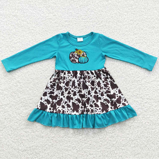 Pumpkin Embroidery Boutique Girls Dress Halloween Fall Clothing GLD0211