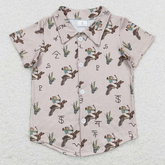 Baby Boys T-shirt Western Rabbits Buttons Short Sleeve Tee Shirts BT0484