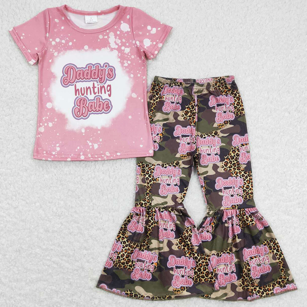 Boutique Baby Girls Clothes Daddy's Hunting Babe Bell Pants Sets GSPO0922