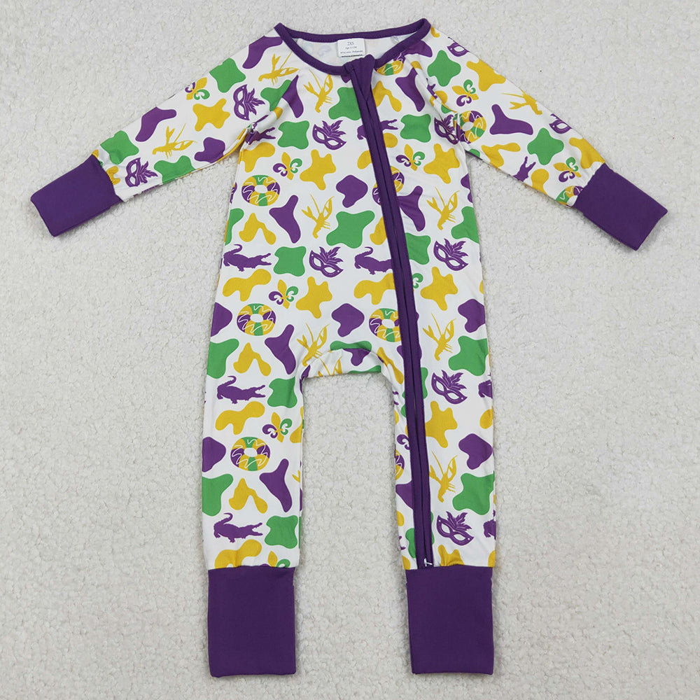 Baby Girls Rompers Camo Crayfishes Mardigras Zipper Footie Rompers LR2637 10.3
