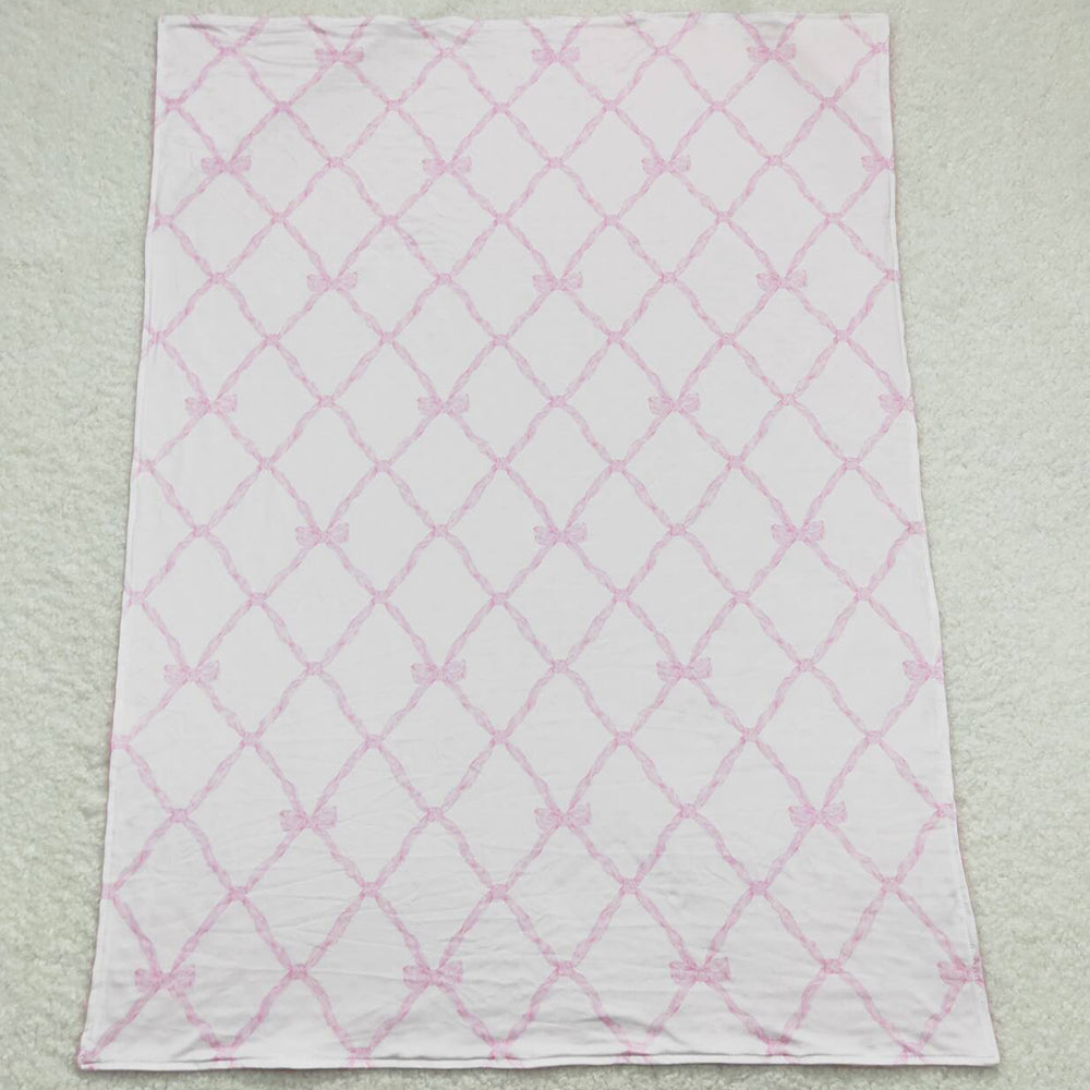 Baby Girls Blankets Pink Bows Minky Blankets BL0132