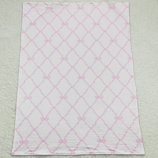 Baby Girls Blankets Pink Bows Minky Blankets BL0132