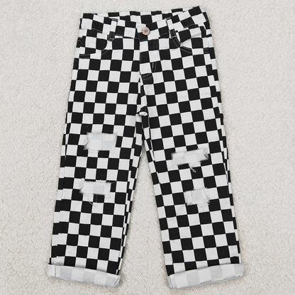 Baby Boys Jeans Black Check Denim Cool Pants P0122 3.28